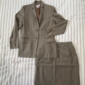 Pendleton Brown Glen Plaid Two-Piece Suit 100% virgin wool size 8/12